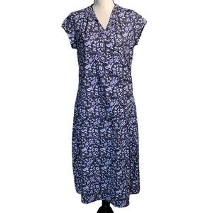 Athleta Nectar Purple Blue Paisley Print Short Sleeve Wrap Dress LT
